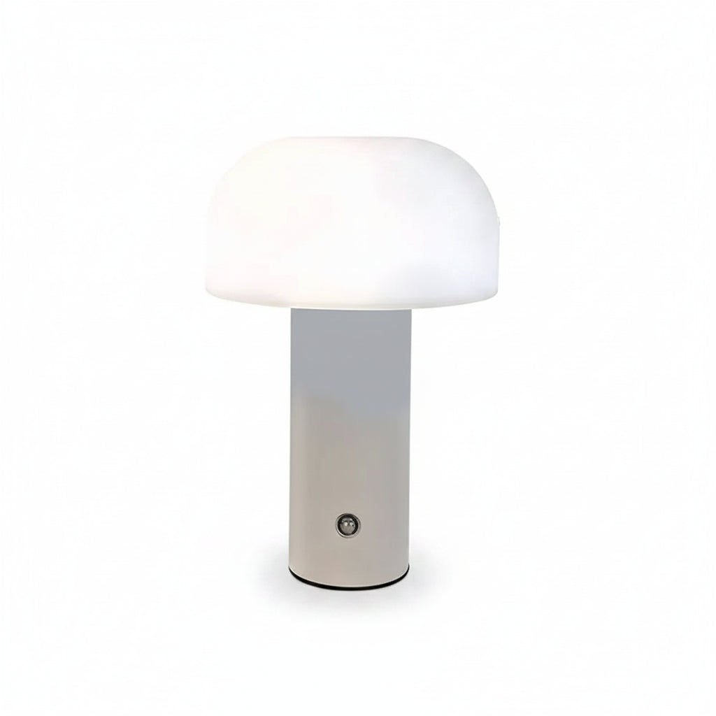 Rechargeable mushroom lamp styled at a bar counter