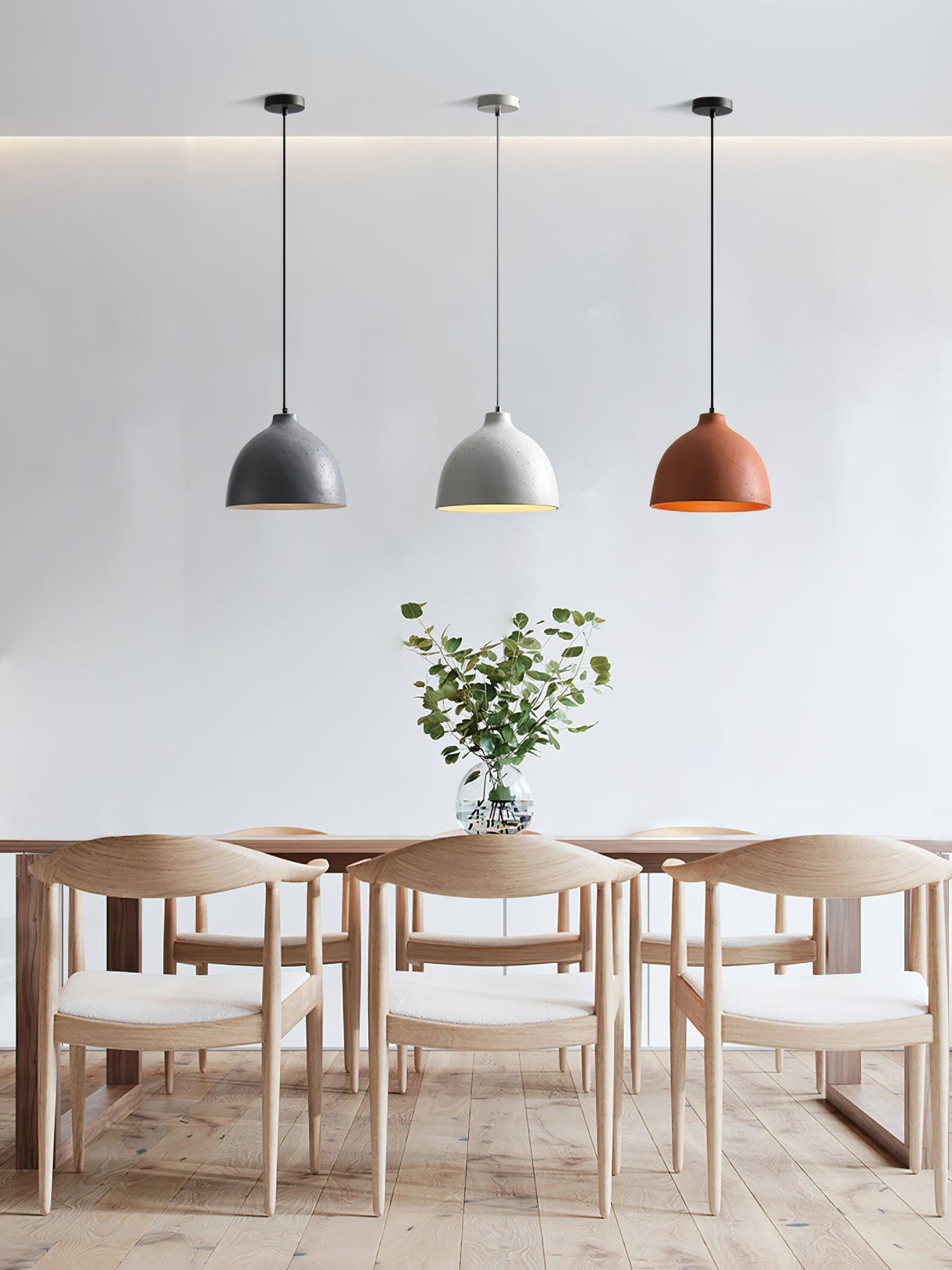 Matte speckled resin dome pendant light in a white finish, view 13