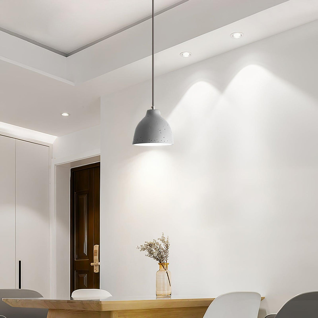 Terracotta resin dome pendant light with an iron ceiling fitting, view 27