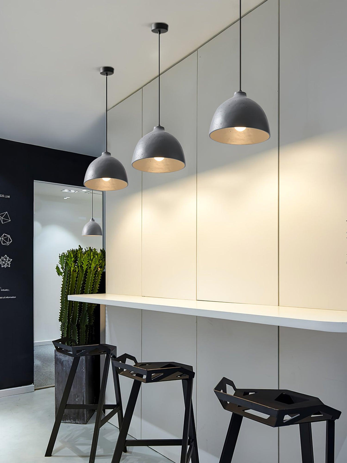 Matte speckled resin dome pendant light in a white finish, view 49