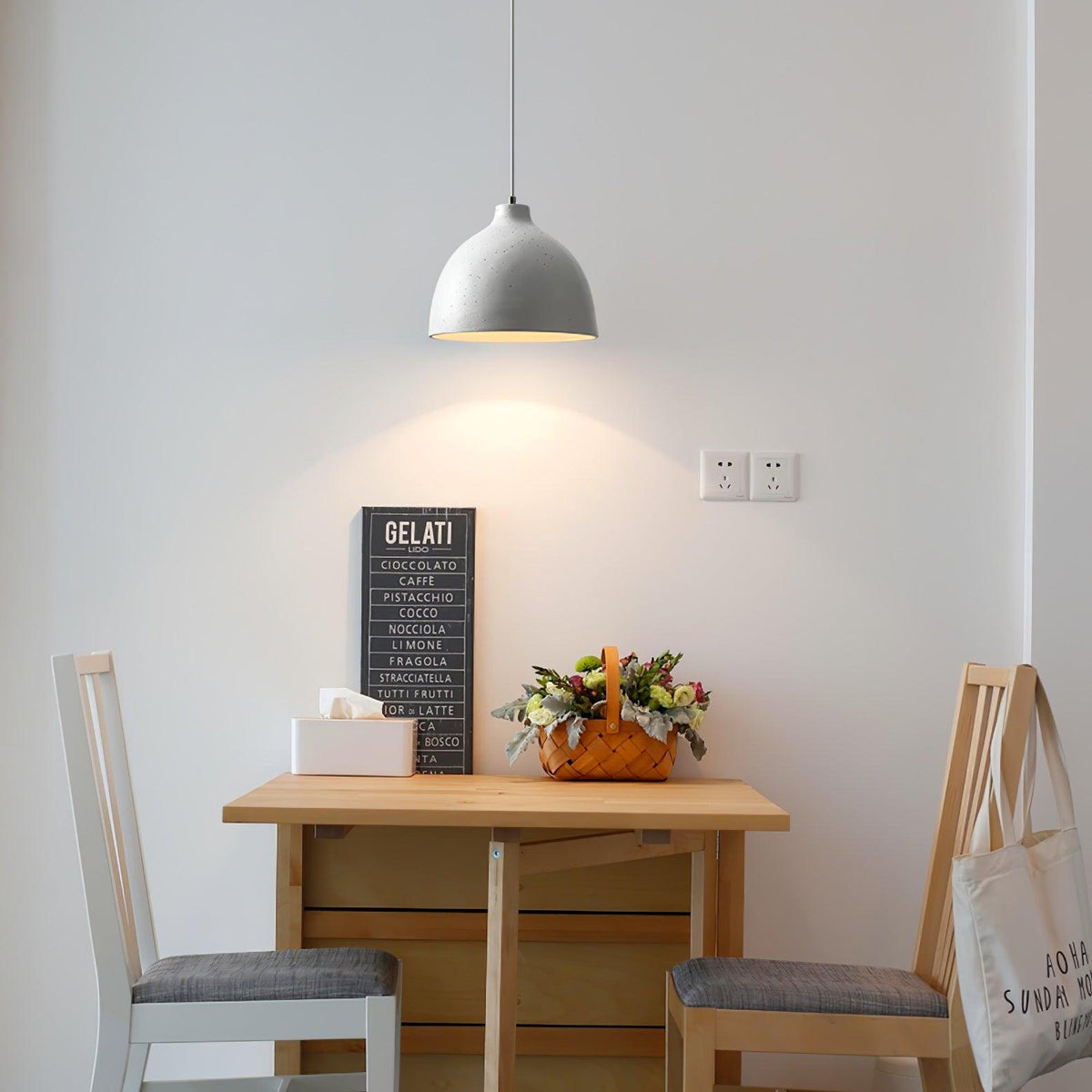 Deep dome pendant shade in grey speckled moulded resin, view 50