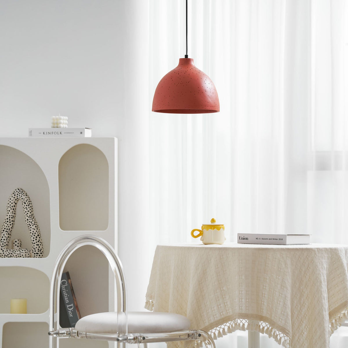 Matte dome pendant light with an adjustable 59 inch cable drop, view 59