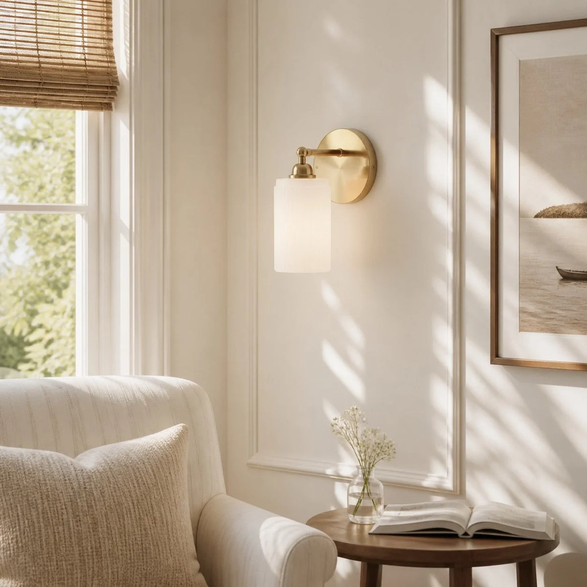 Ribbed glass brass wall sconce supplementary product view 5