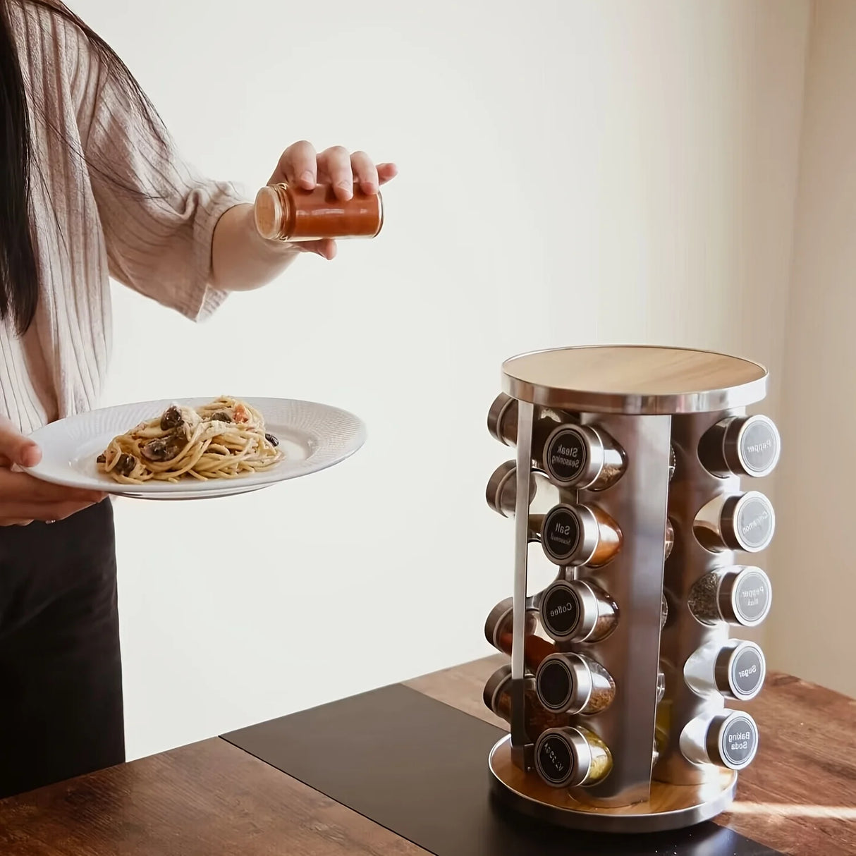 Rotating spice rack for kitchen countertop
