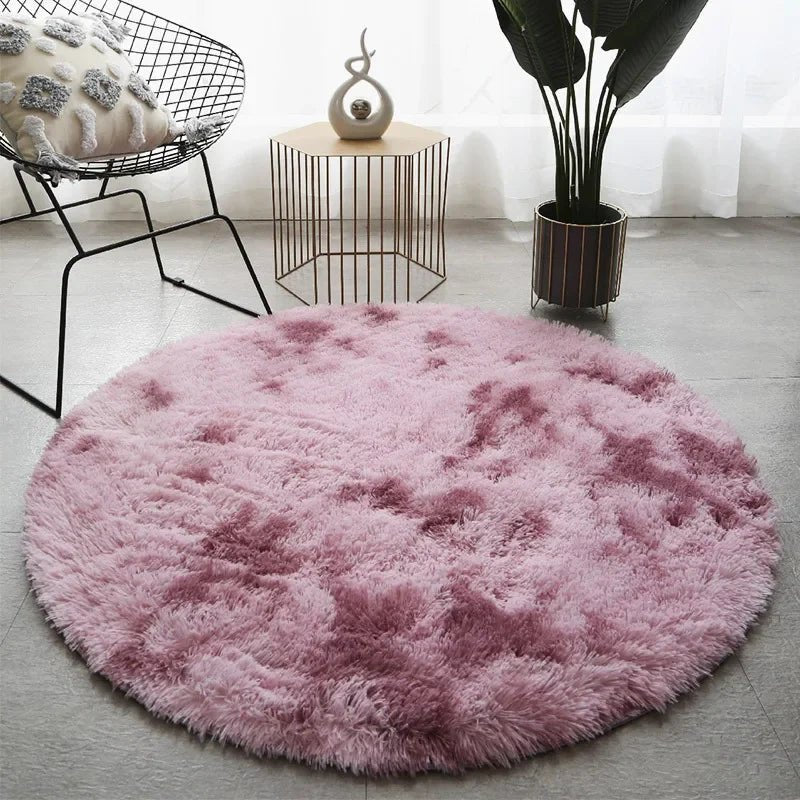 Round Area Rug – Ultra - Soft Plush Fluffy Shag Carpet for Bedroom - Hurbane Home