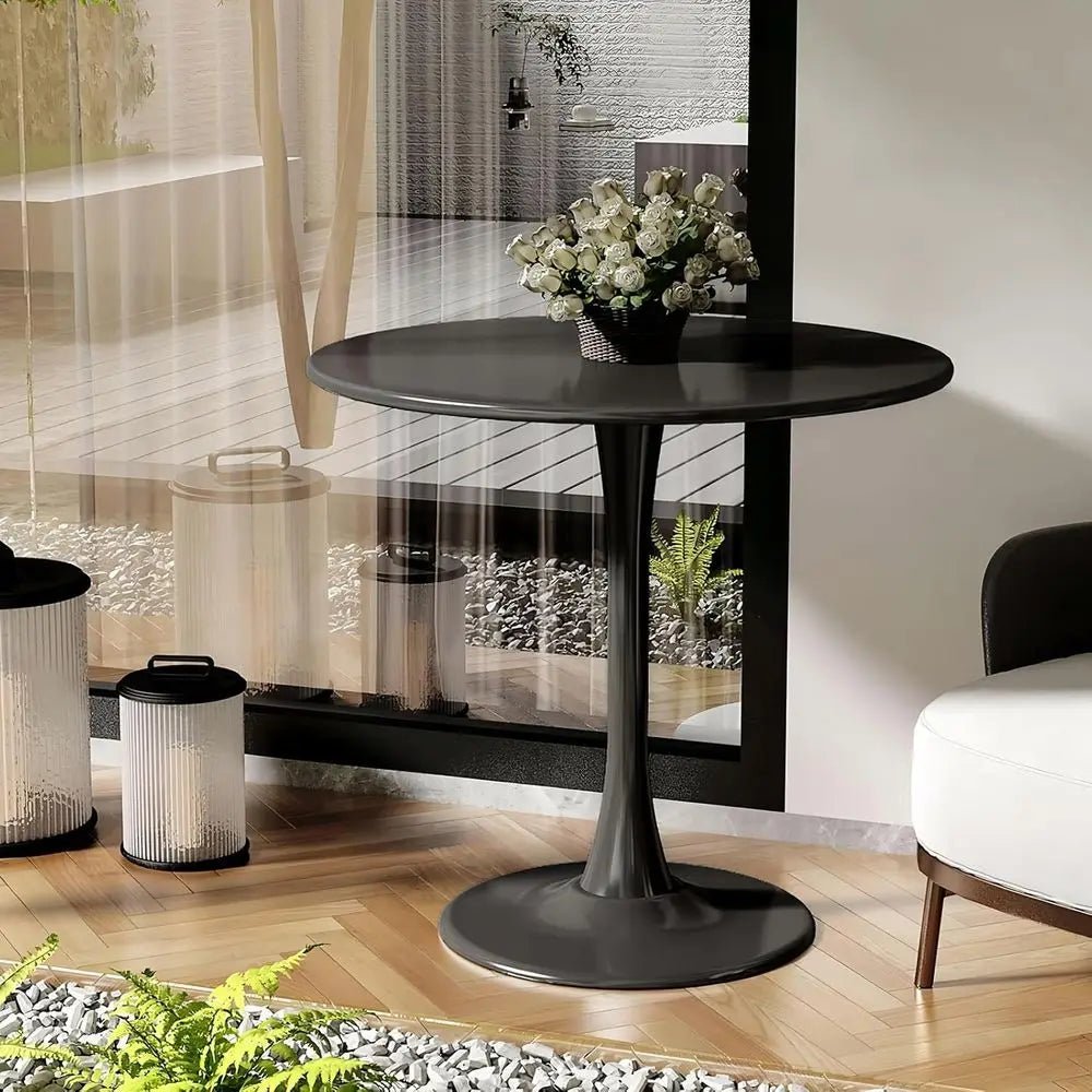 Round Dining Table - 24 inch tulip style small space steel base - Round Outdoor Table - Hurbane Home
