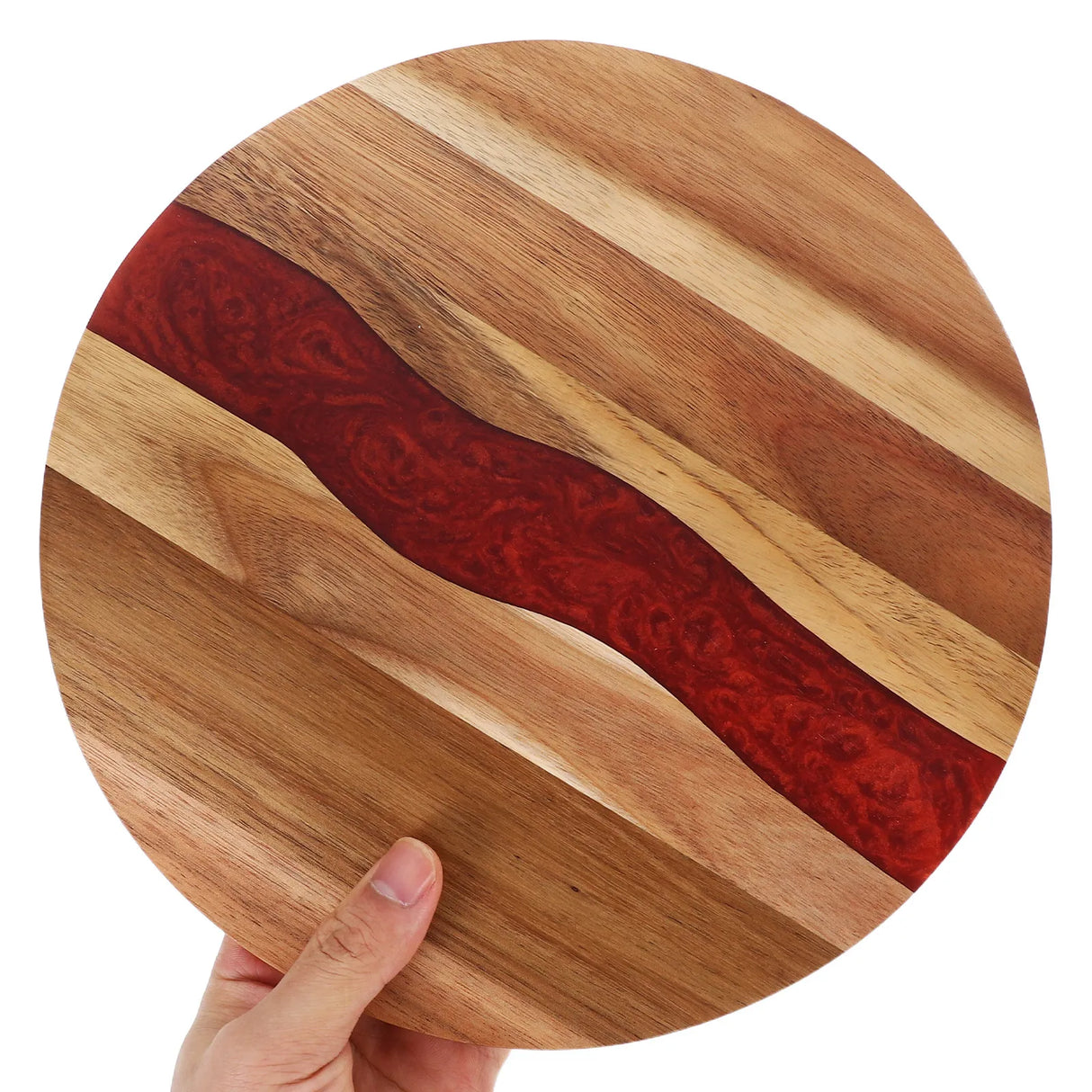 round oak chopping board with reinforced edge detail
