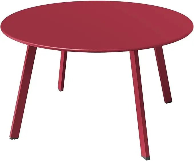 Round Patio Coffee Table - Powder Coated Steel Outdoor Accent Table - Round Outdoor Table - Hurbane Home