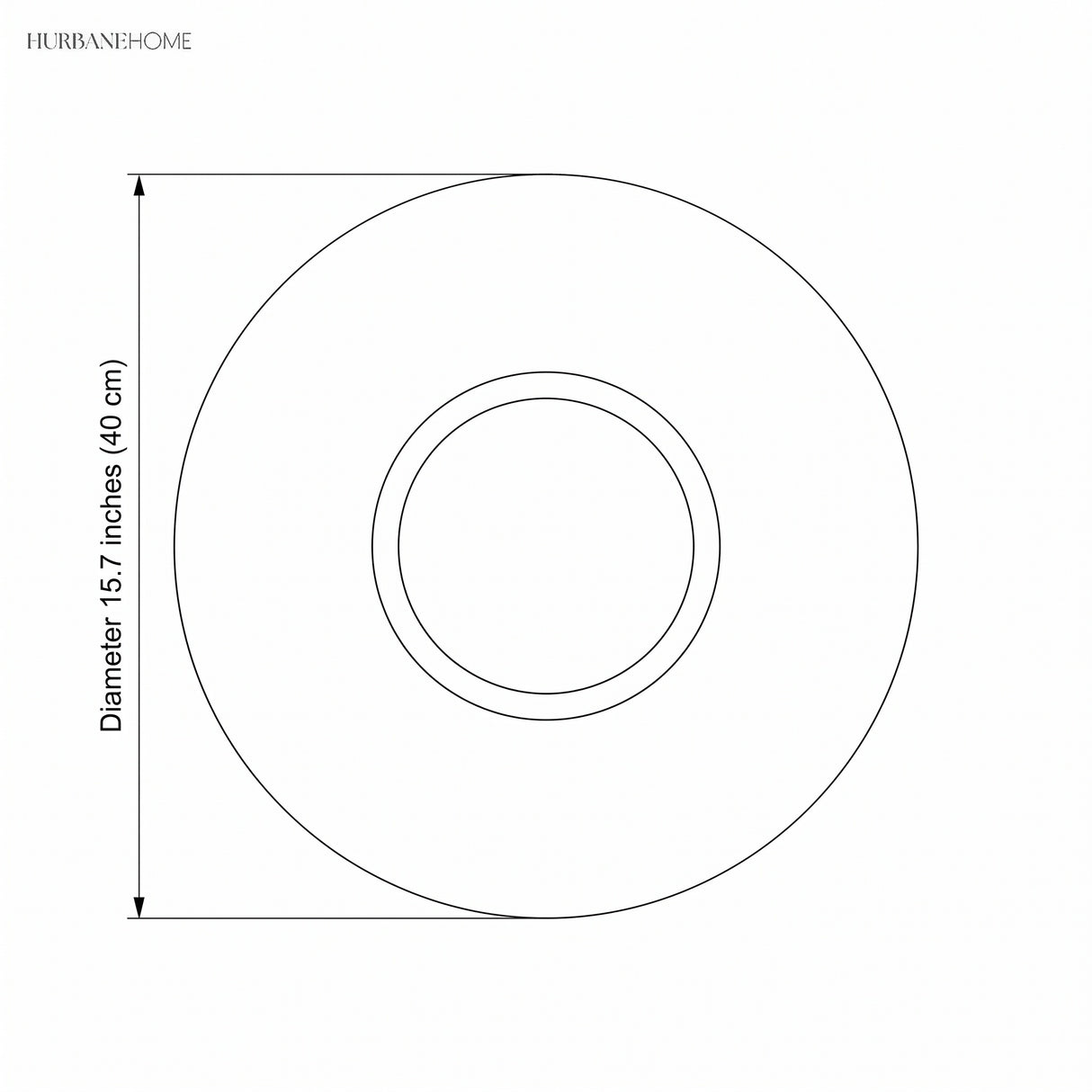 Line drawing of the disc sconce with a 15.7 in diameter label
