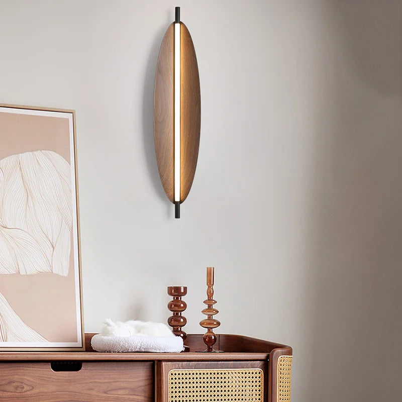 Scandinavian bedroom lamp installed above nightstand