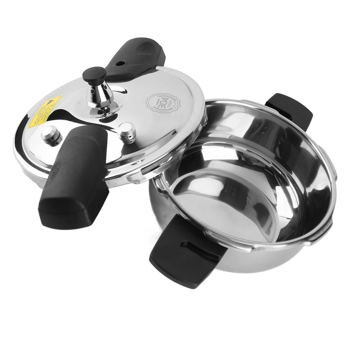 small stainless steel pressure cooker compact size view
