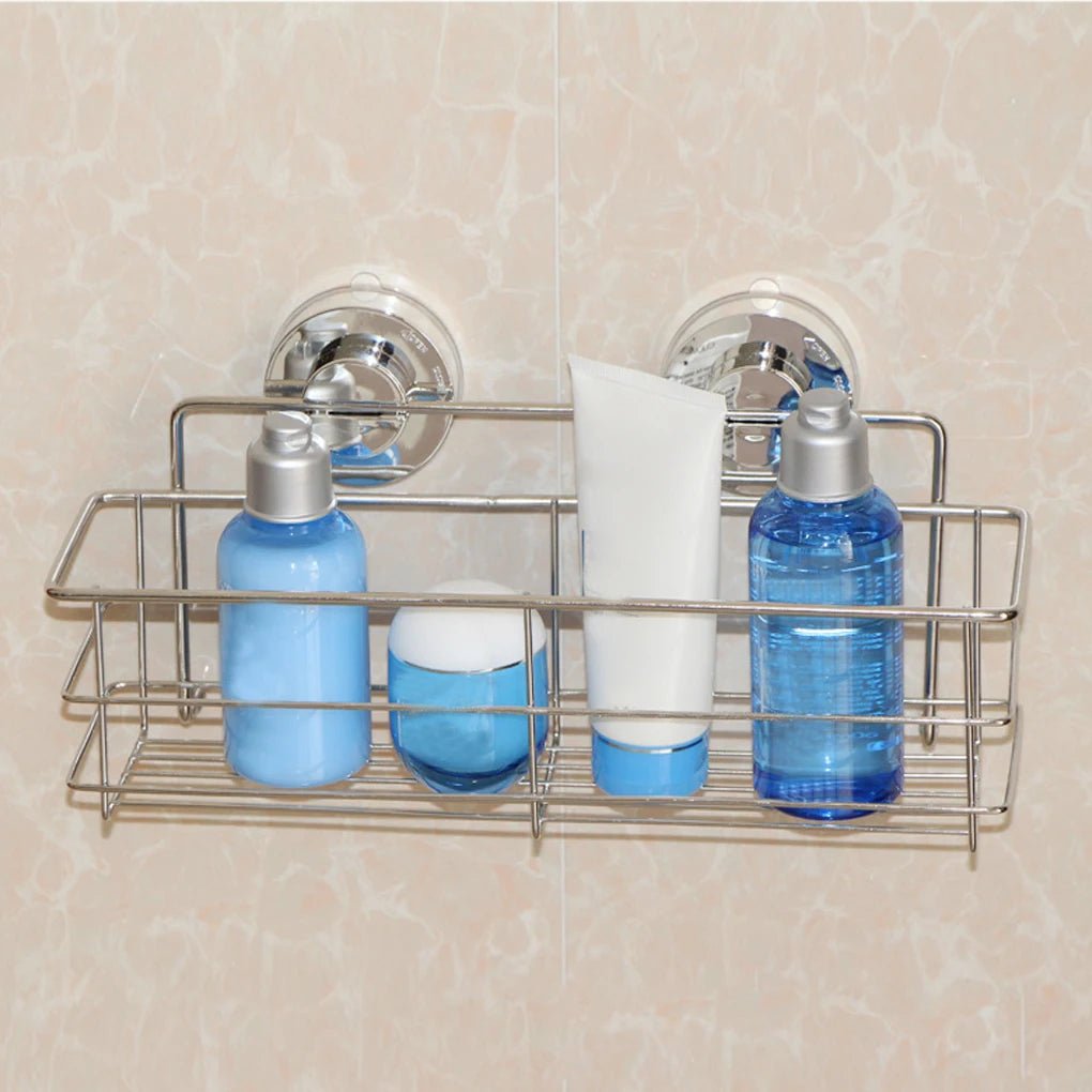 Stainless Steel Shower Caddy – Suction Cup Bathroom Shelf Organizer - Hurbane Home