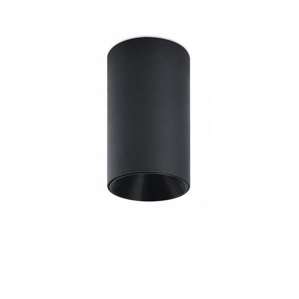 Black cylinder ceiling light with a black inner reflector
