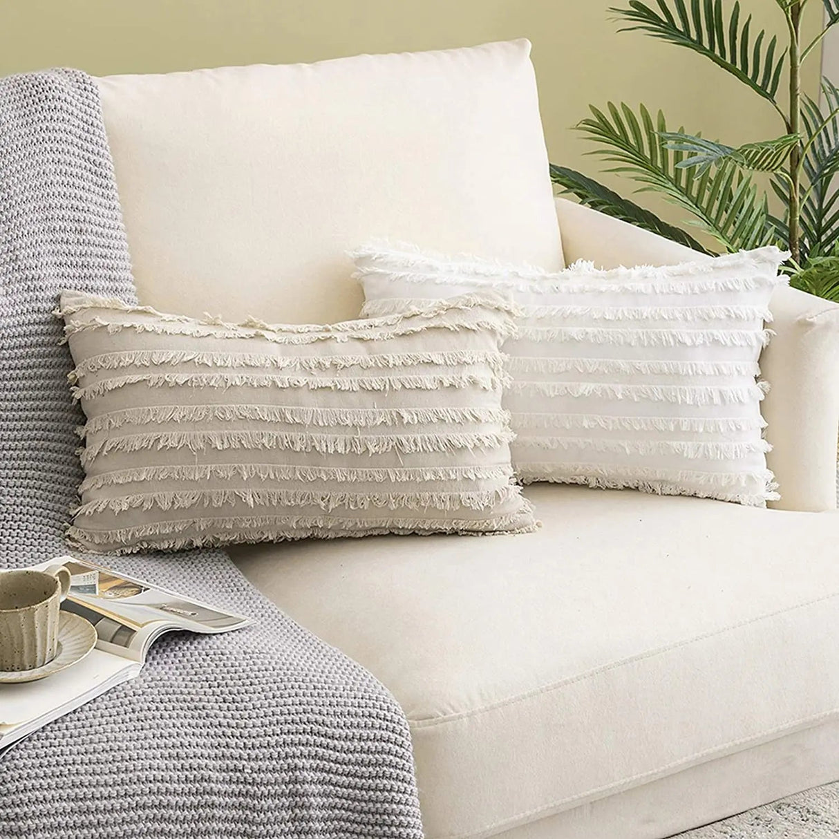 Textured Pillow Cover - Boho Design, Soft Cotton for Chic Home Décor - Boho Pillow Cover - Hurbane Home