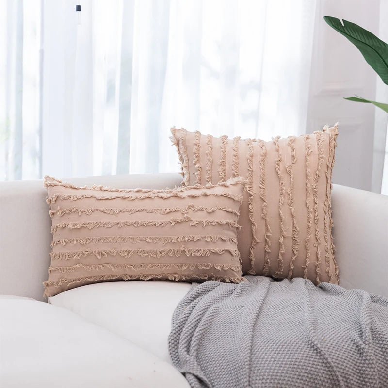 Textured Pillow Cover - Boho Design, Soft Cotton for Chic Home Décor - Boho Pillow Cover - Hurbane Home