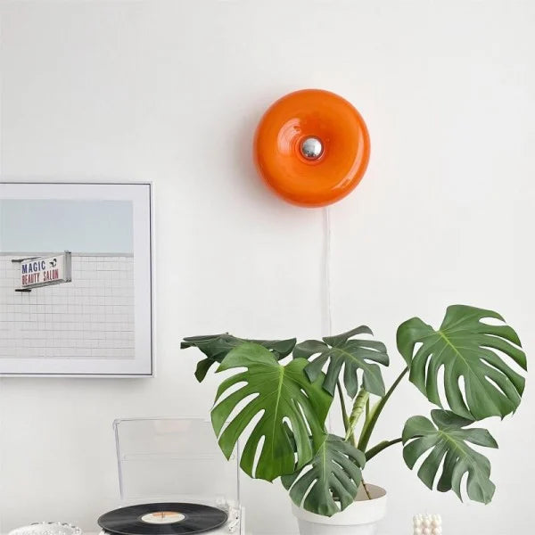 Round Glass Dimmable Wall Lamp Modern Donut LED Sconce