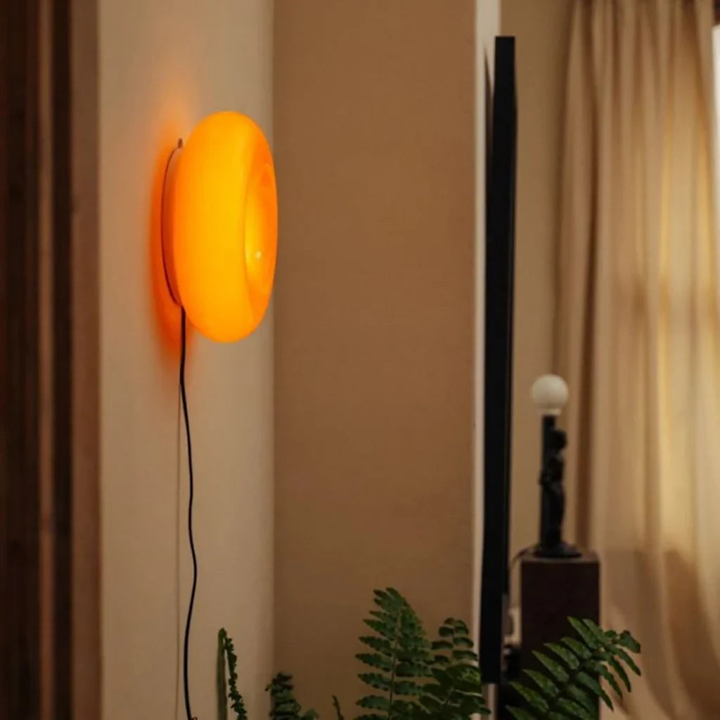 Round Glass Dimmable Wall Lamp Modern Donut LED Sconce