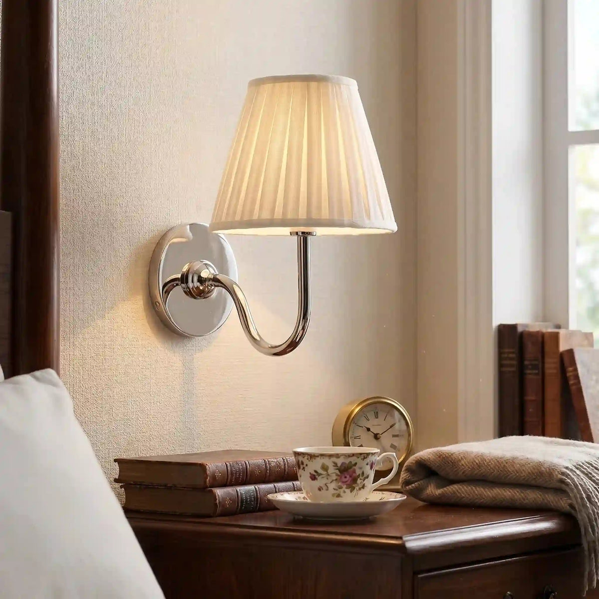 Traditional pleated linen shade wall sconce additional product view 18