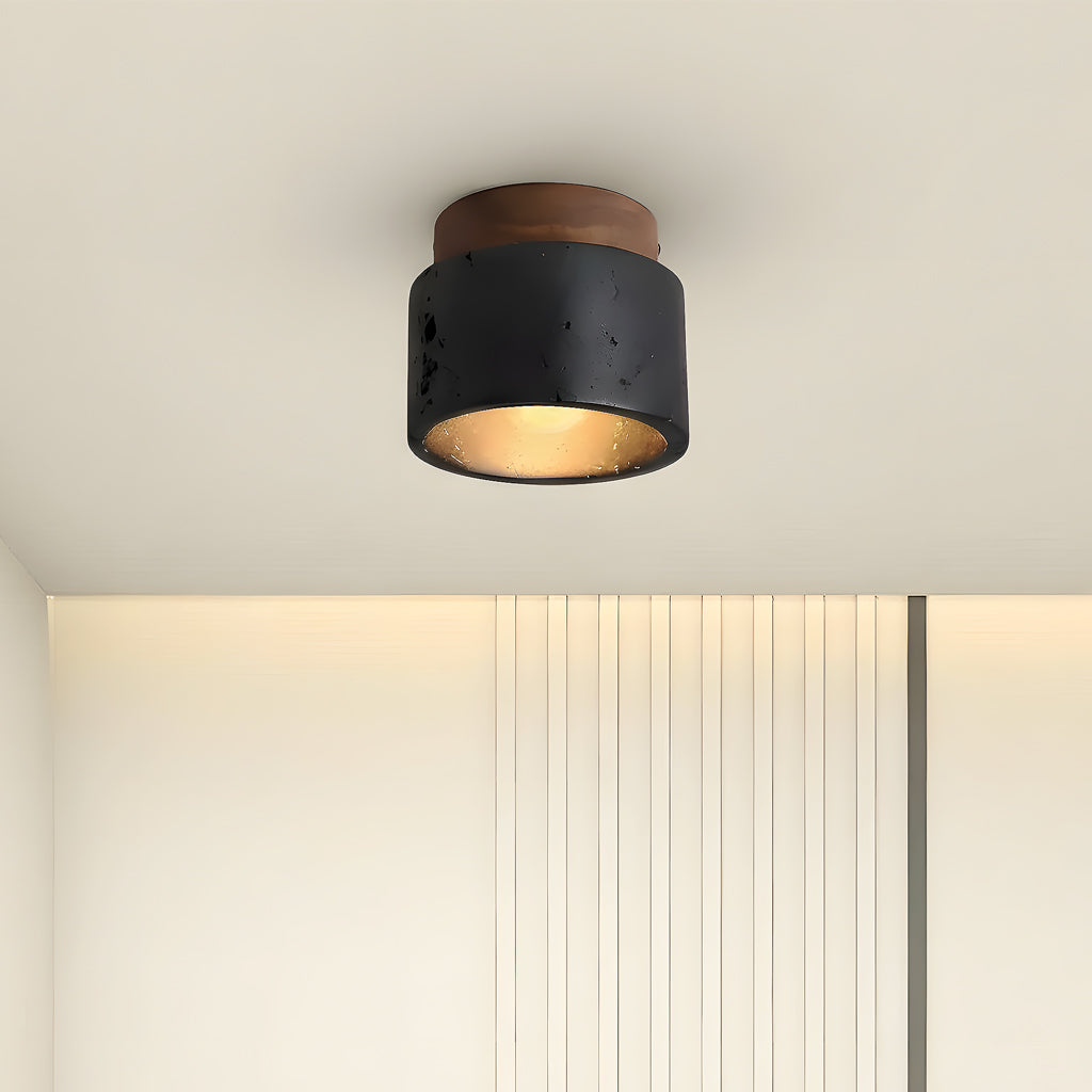 Travertine and wood semi flush ceiling light colour option view 15