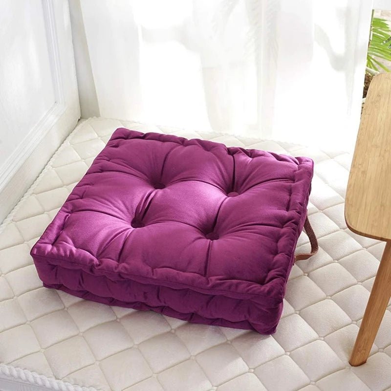 Tufted Floor Cushion - Plush Velvet Comfort for Japanese - Style Seating - Japanese Floor Cushions - Hurbane Home