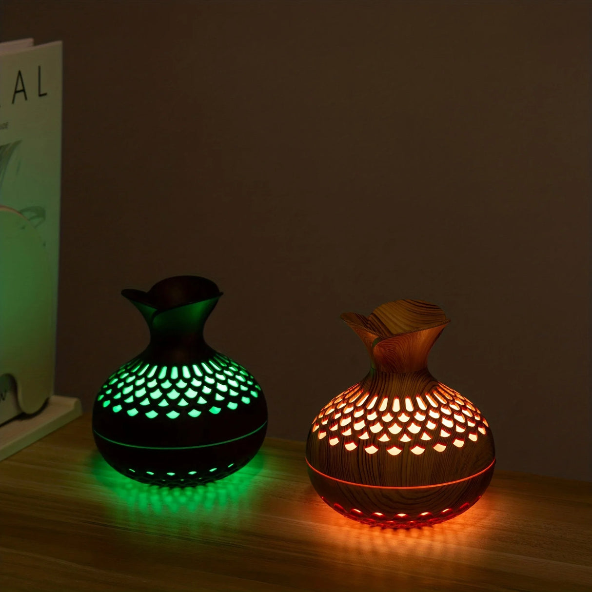 Ultrasonic essential oil diffuser with wood vase cool mist