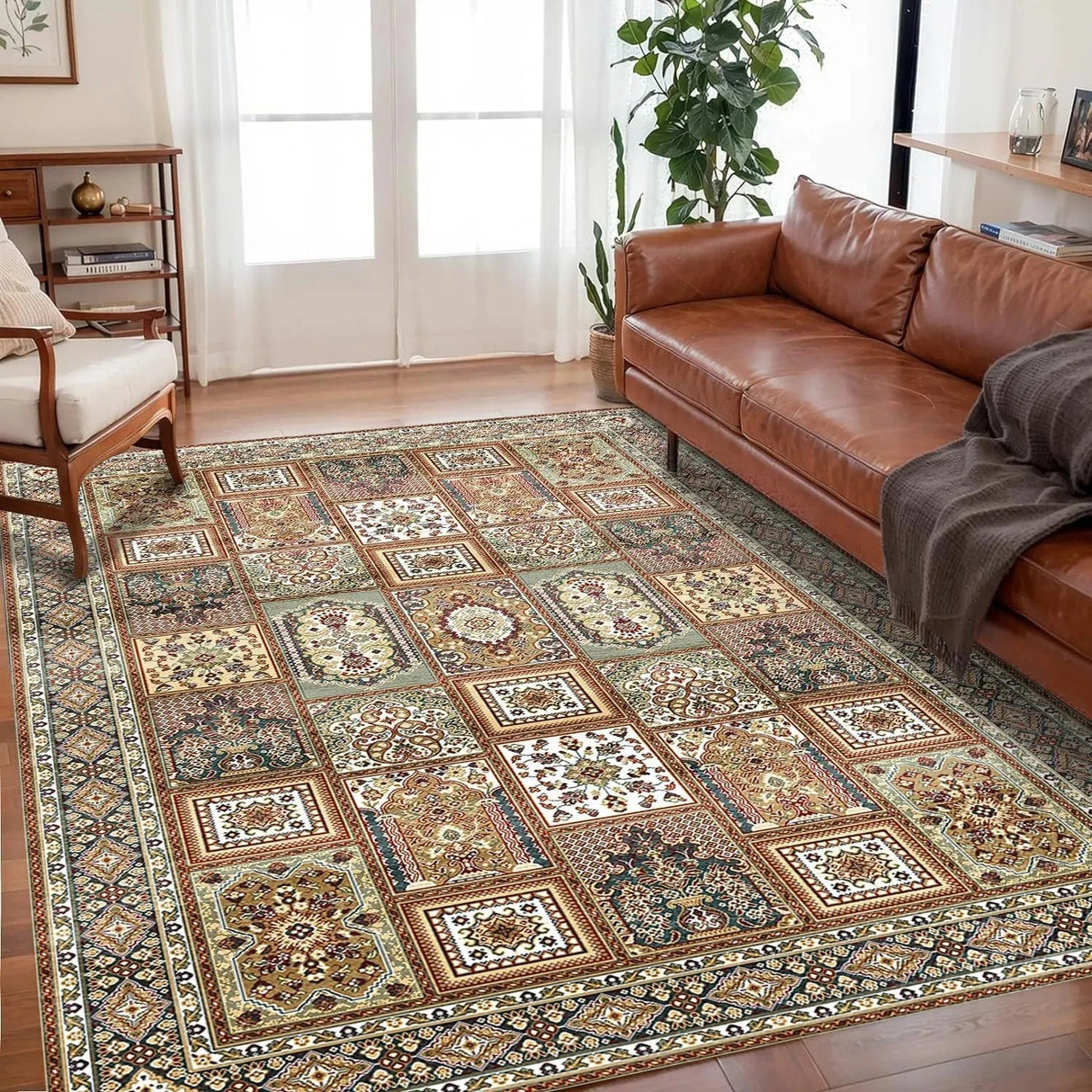 Velvet Rug – VIKAMA Bohemian Print Anti - Slip Large Area Rugs for Living Room - Hurbane Home