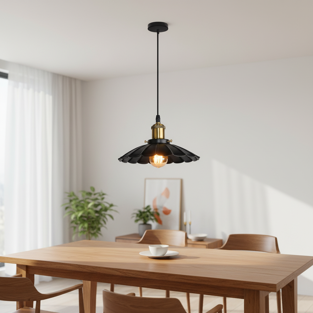 Retro Industrial Pendant Light With A Dome Shade For Kitchens