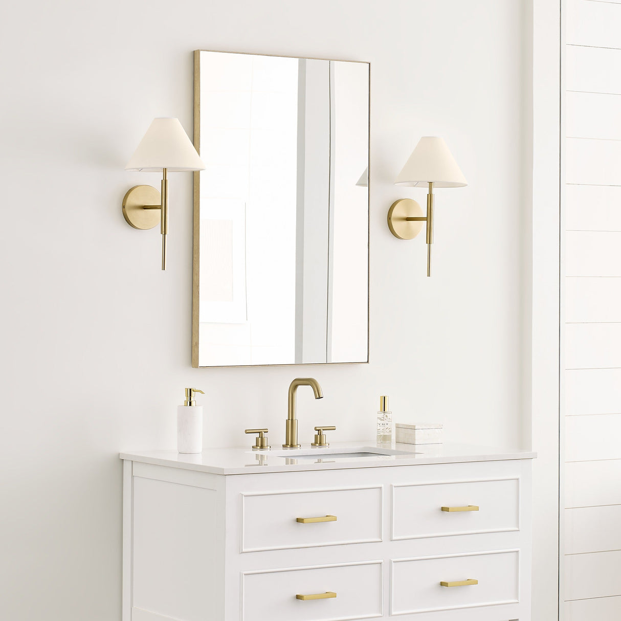 Drew & Jonathan Porteau Linen Shade Wall Sconce - Dimmable Modern