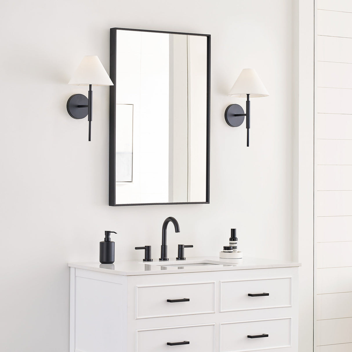 Drew & Jonathan Porteau Linen Shade Wall Sconce - Dimmable Modern