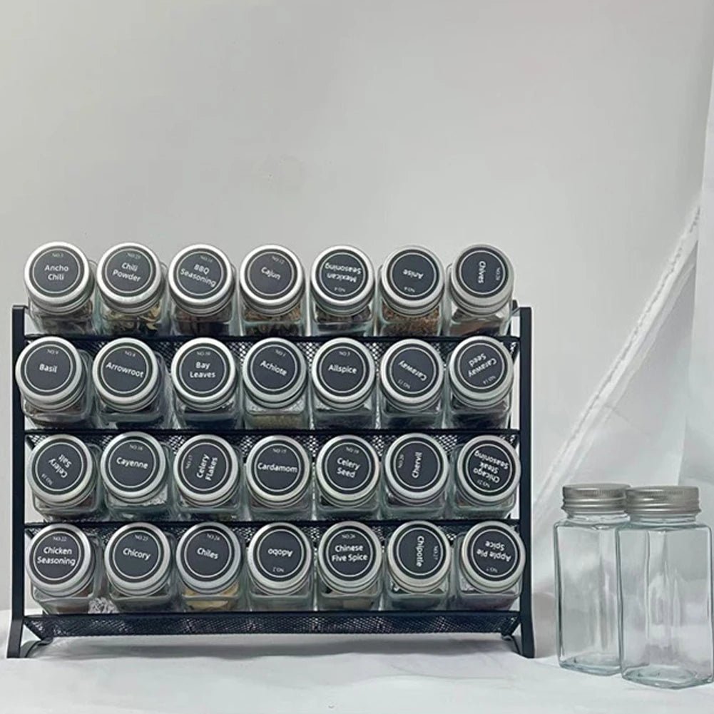 Wall Mounted Spice Rack - 4 Tier Metal Cabinet Organizer Stand - Spice Rack Cabinet - Hurbane Home