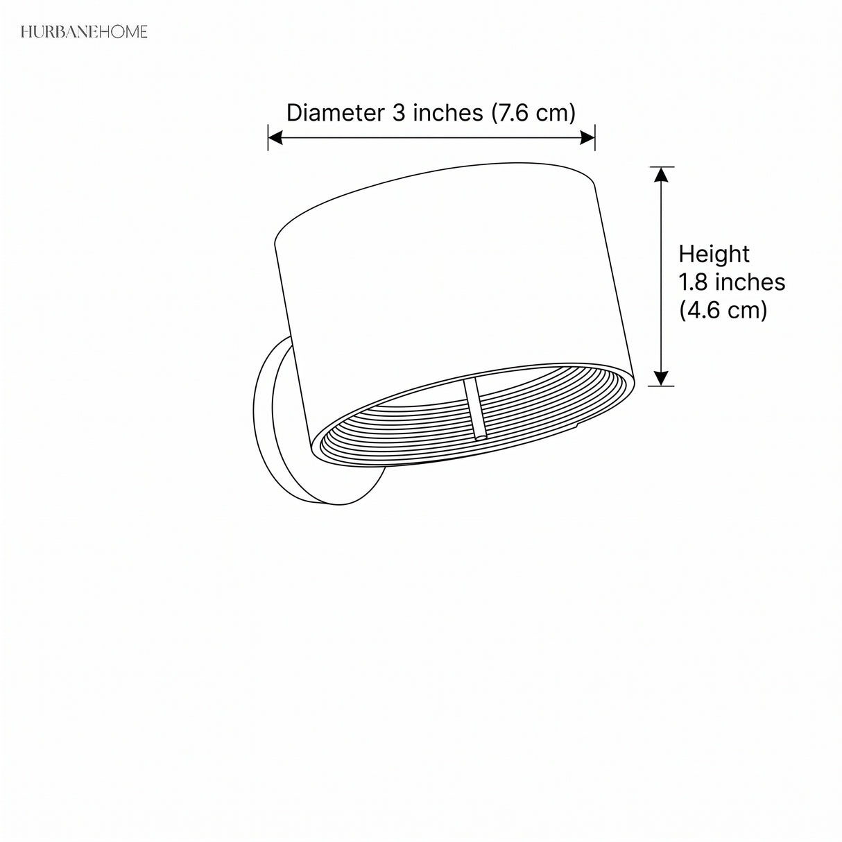 Dimensions diagram showing 3 inch diameter and 1.8 inch height