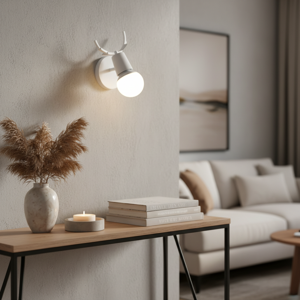 White antler sconce shown against a plain pale backdrop