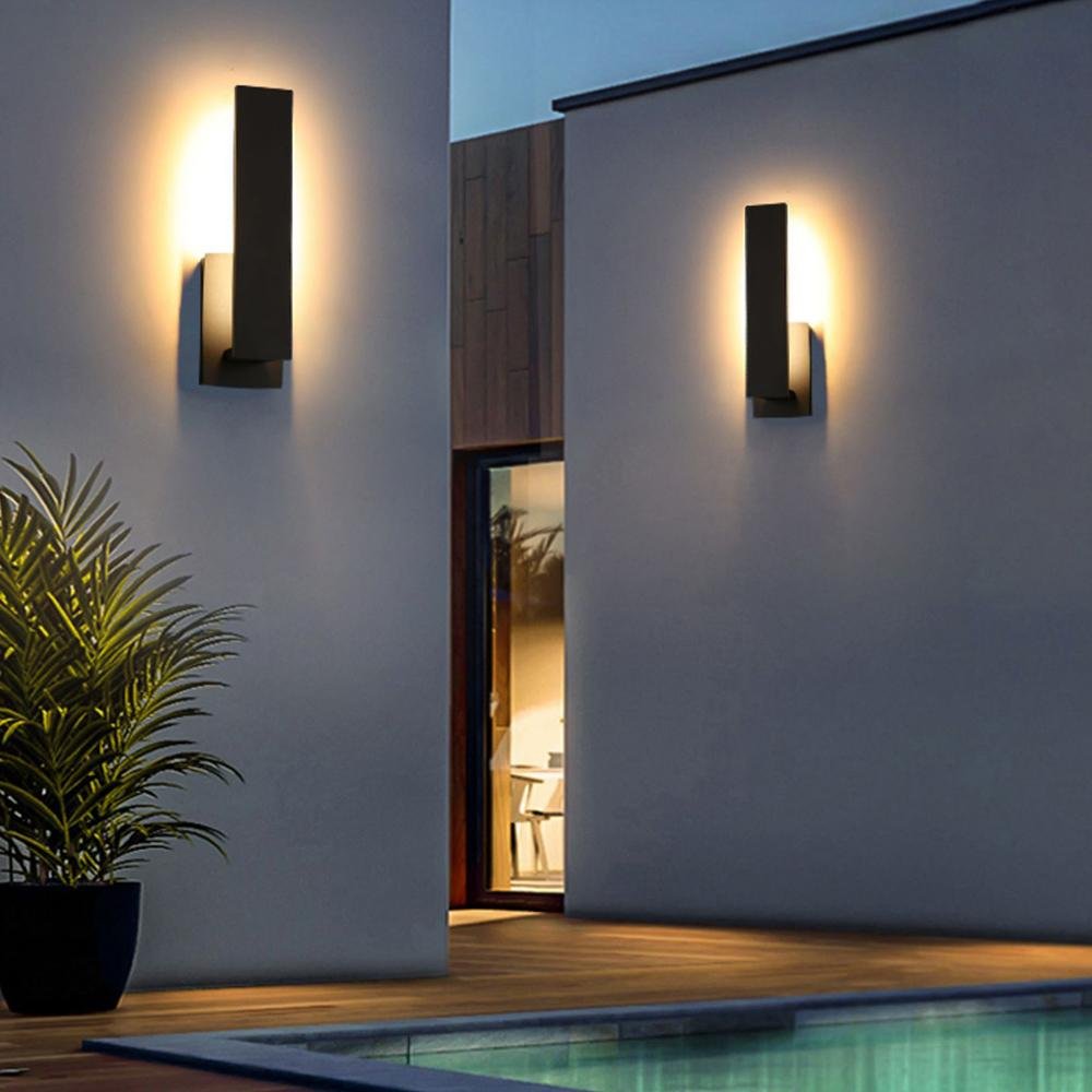 Rectangular black outdoor wall sconce detail view 3 showing finish and construction