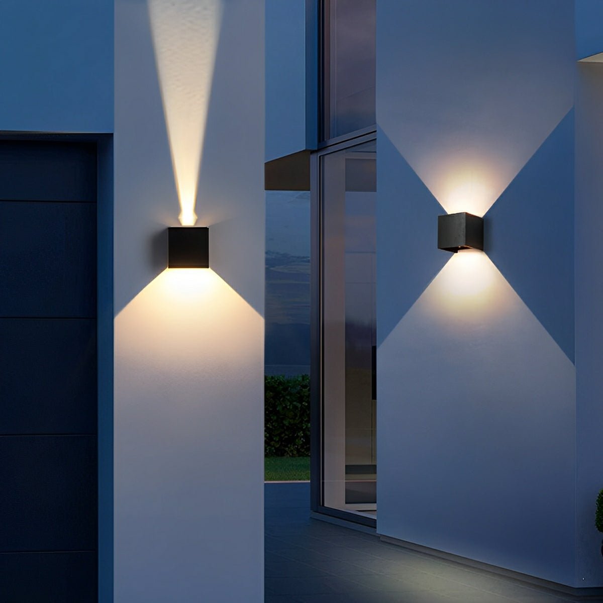 Up and down LED cube sconce detail view 4 showing finish and construction