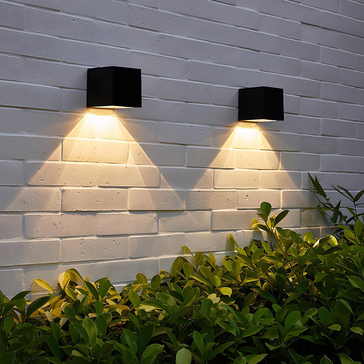 Up and down LED cube sconce detail view 8 showing finish and construction