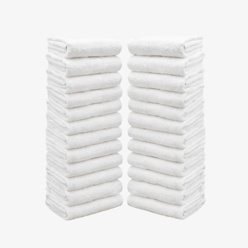 White Hand Towels Set - 100% Cotton, Highly Absorbent, 24 Pieces, 550 GSM - Hand Towels - Hurbane Home