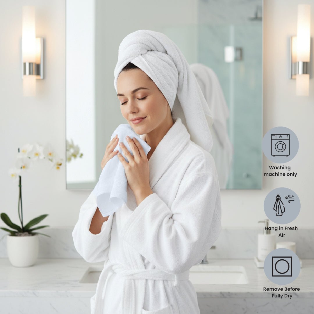 White Hand Towels Set - 100% Cotton, Highly Absorbent, 24 Pieces, 550 GSM - Hand Towels - Hurbane Home