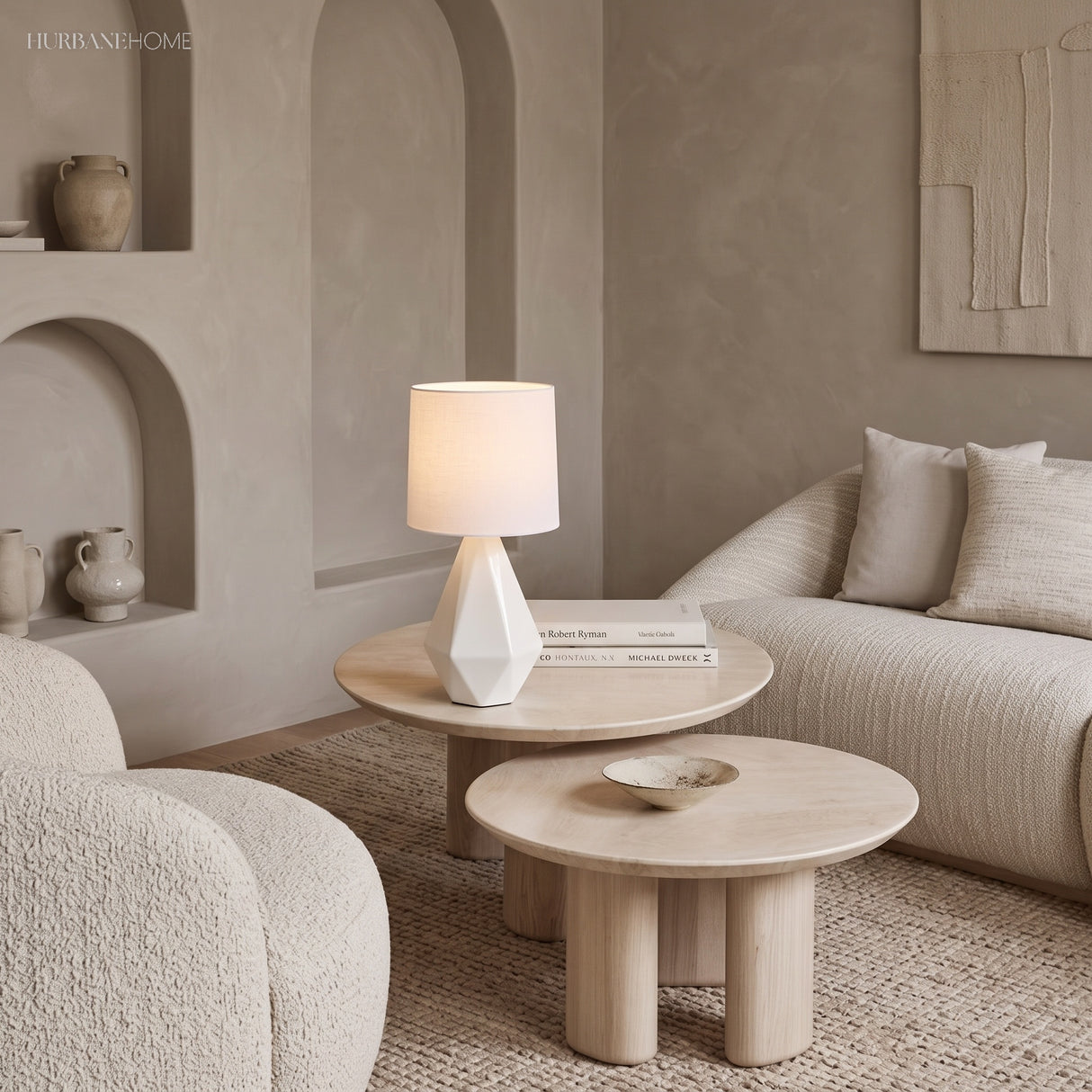 White Ceramic Table Lamp in a living space