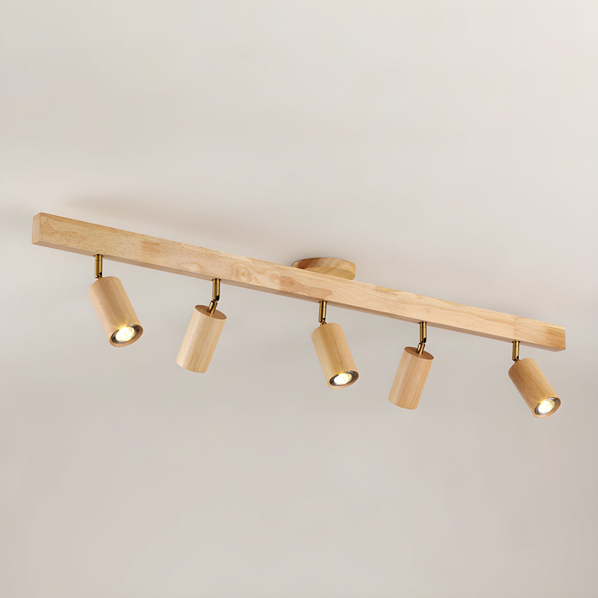 Wood beam multi head track ceiling spotlight alternative angle view 7