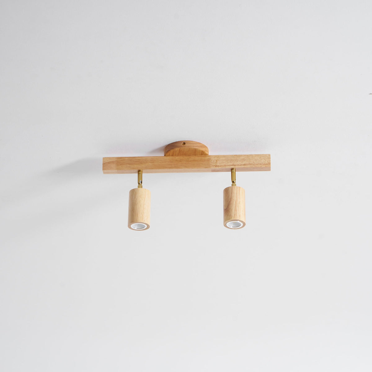 Wood beam multi head track ceiling spotlight close detail view 32