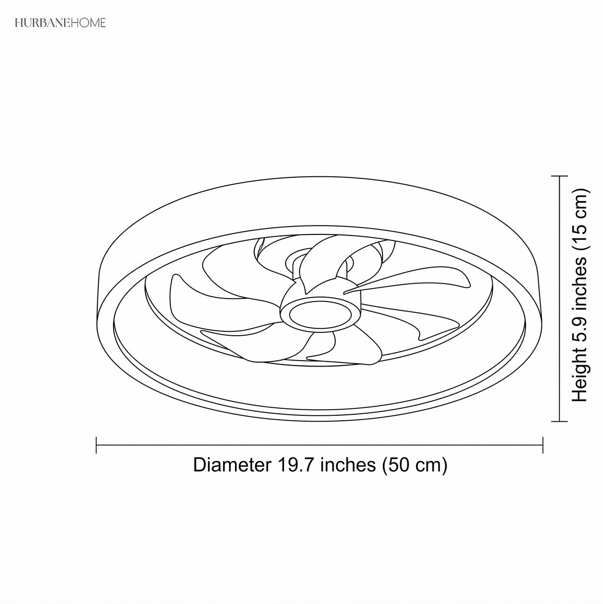 Wood LED ceiling fan light dimensions diagram