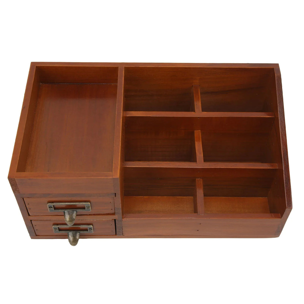 Wood Desk Organizer with Drawers - Multi - Layer Retro Organizer for Office Storage - Hurbane Home