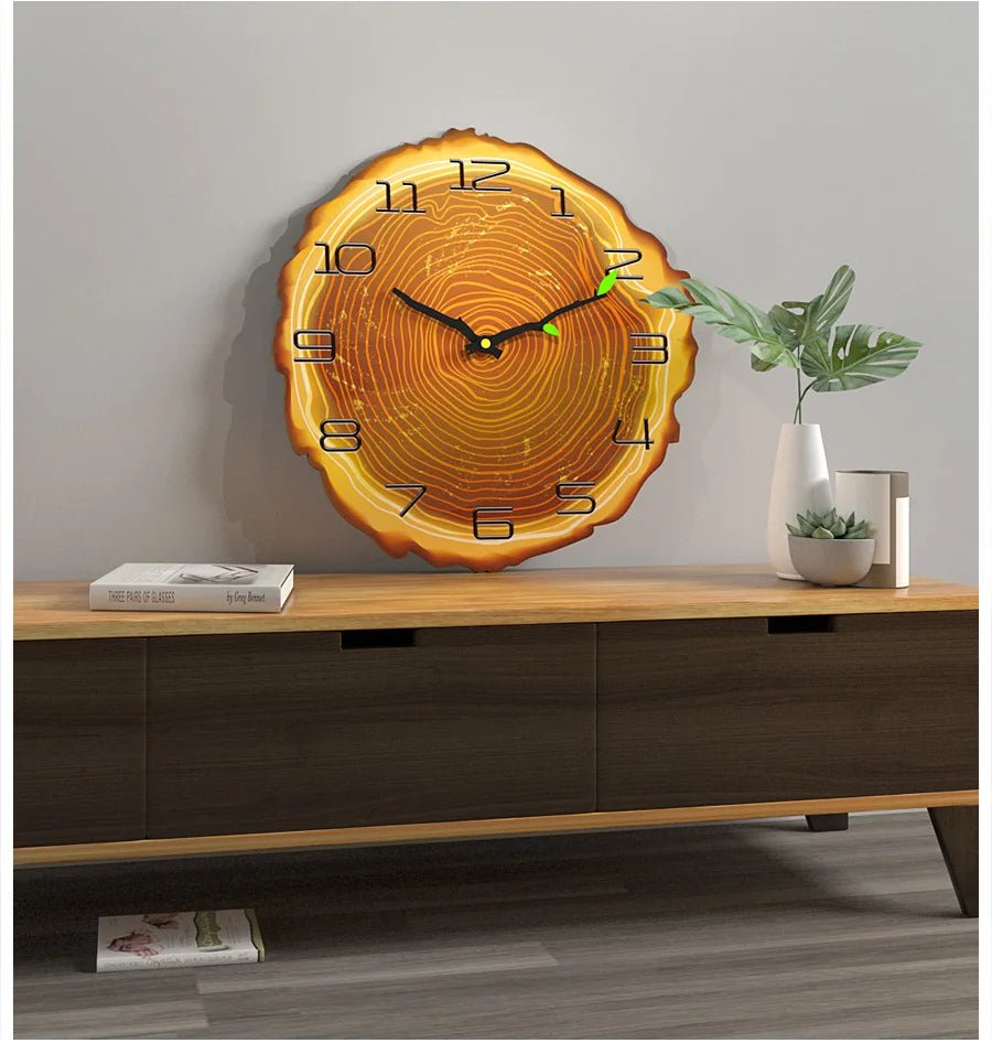 Wooden Wall Clock – Vintage Bamboo Retro Rustic 12 - Inch Design - Hurbane Home