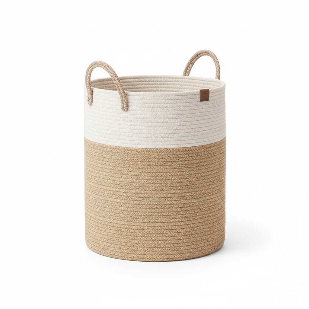 Woven Cotton Rope Laundry Basket - Large, Stylish Storage Solution - Cotton Rope Basket - Hurbane Home