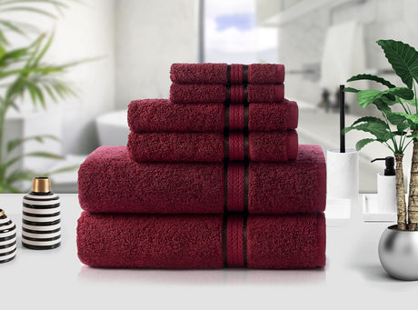 burgundy towels