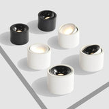 Modern Minimalist Round Adjustable LED Flush Mount Spotlight Aluminum 1-Light