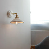 Traditional Vintage Round Wall Sconce Lamp Ceramic Brass 1-Light