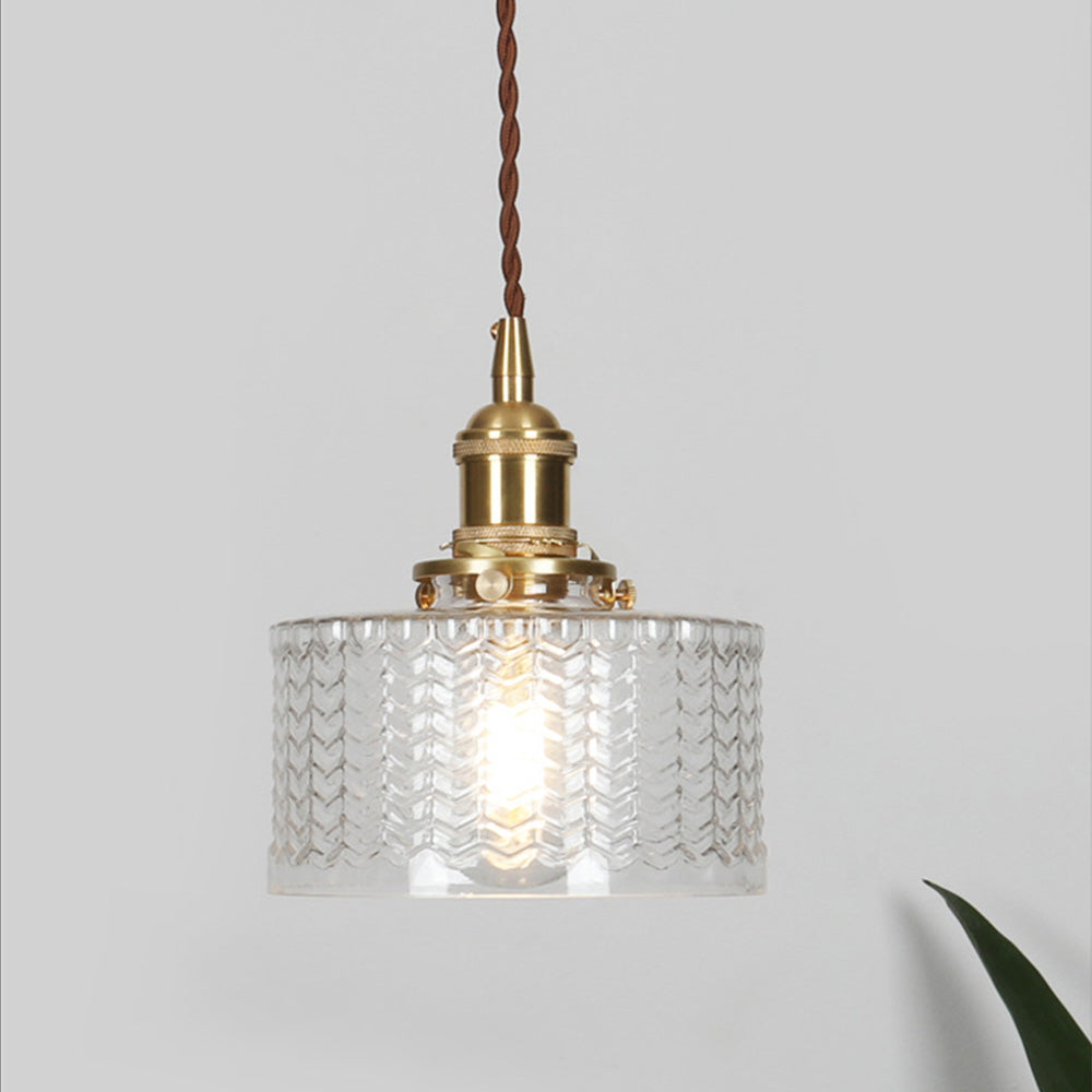 Lampsmodern-UK Vintage Cylinder Glass Pendant Light Adjustable 59 in Drop