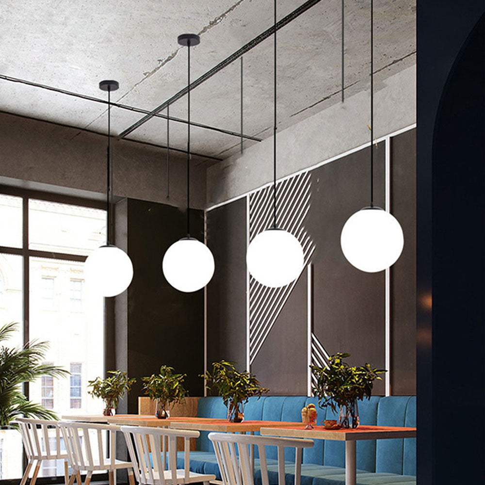Lampsmodern-UK Glass Single-Head Pendant Light E27 Base Restaurant Fixture