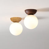 Modern Minimalist Glass Orb Ceiling Light Iron 1-Light